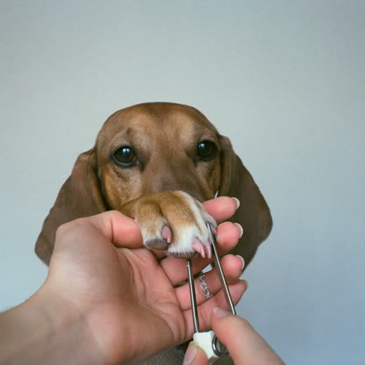 A dog's paw having its nails clipped
